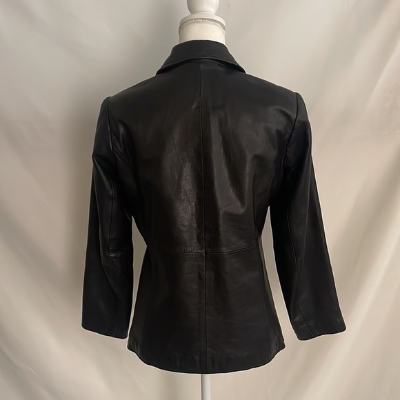 COPY - Macy’s Black Leather Jacket Petite - Picture 2 of 6